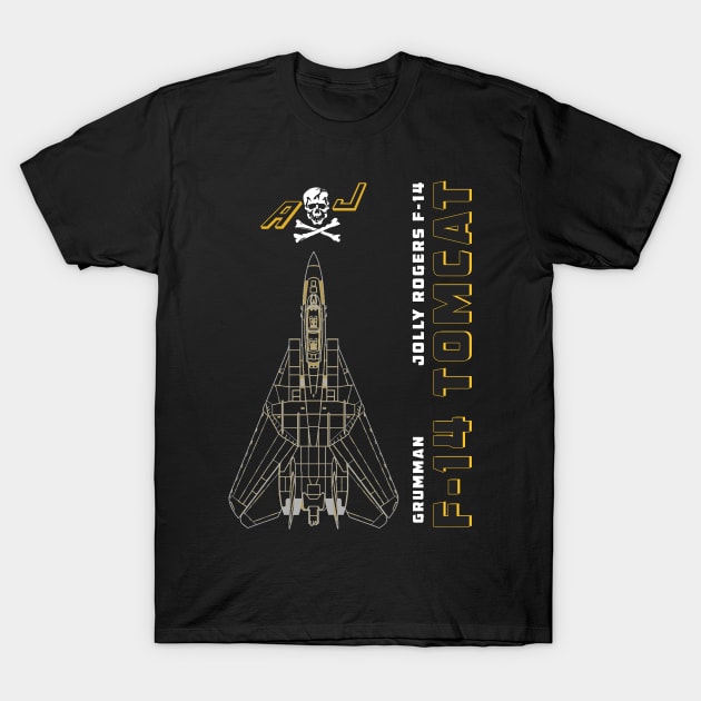 F-14 Tomcat Jolly Rogers VFA-103 Jet Airplane Profile T-Shirt by DesignedForFlight